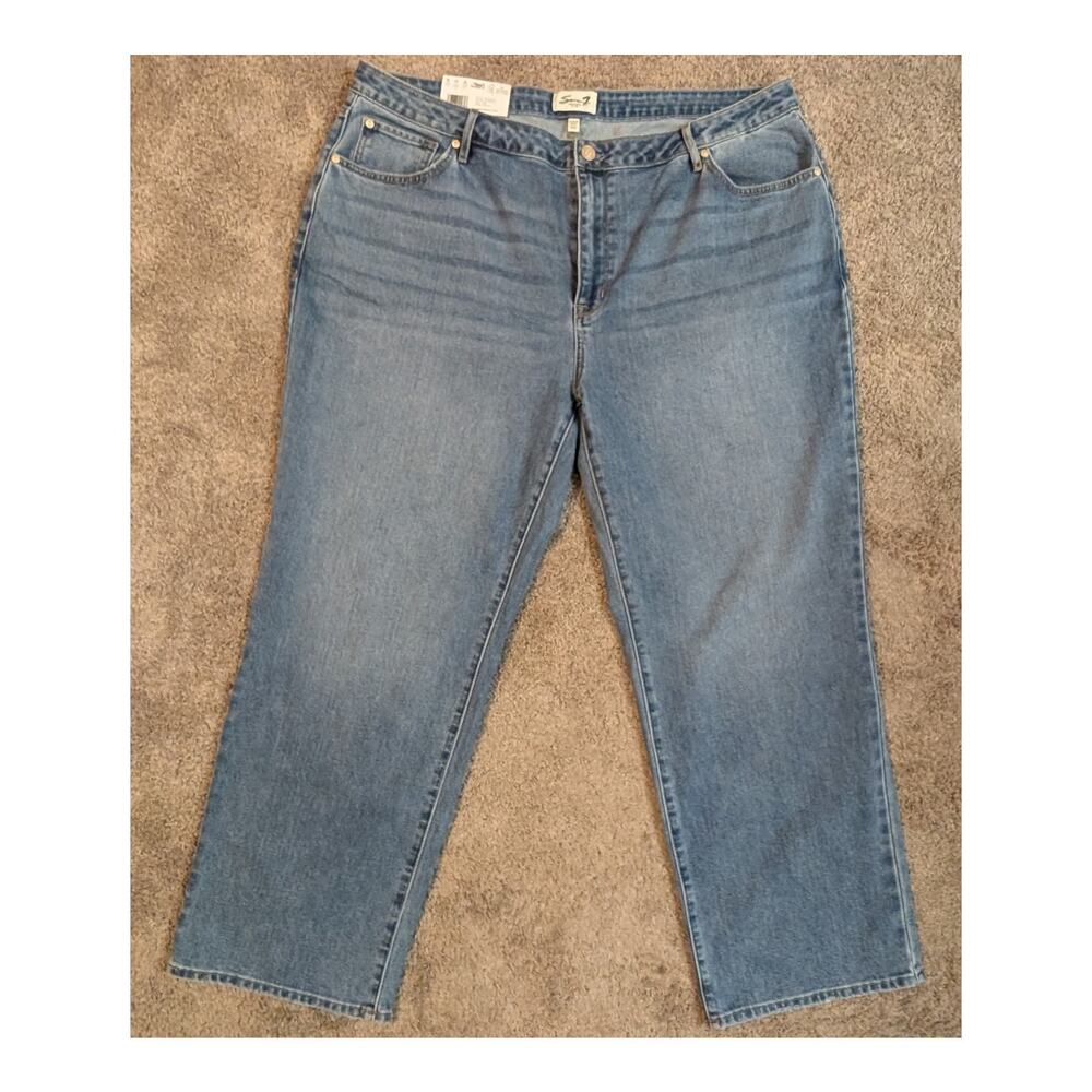 Seven 7 Straight Leg Jeans Women's 20W High Rise Denim Fitted Hips Plus Size‎
